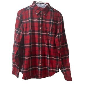 Abercrombie & Fitch Plaid Button Up Shirt Mens Medium Red Preppy Classic Cotton